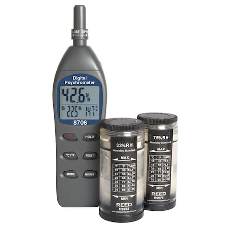 Reed Instruments REED Psychrometer with Humidity Calibration Standards 8706-KIT